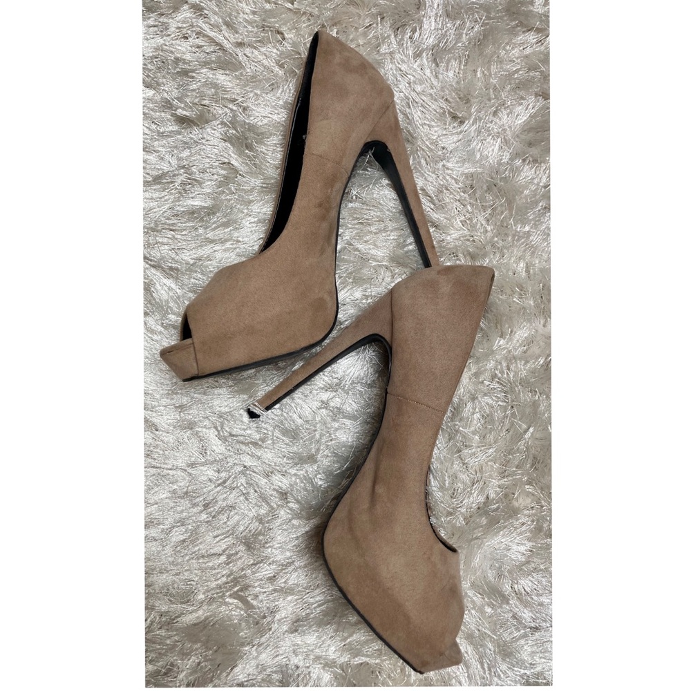 Nude Faux Suede Pumps - Picture 2 of 10